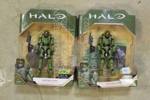 lot 106 image: Lot of 2 Halo Infinite Master Chief Action Figures with Toy Assault Rifle Gun, New Open Box DOES NOT INCLUDE DLC  ULC ITEMS Figure from Xbox Video Game Halo