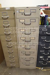 lot 153 image: Heavy Duty Metal Industrial Cabinet Drawers, Dimensions 28 x 15 x 52 8 Drawers