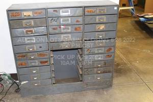 lot 158 image: Heavy Duty Metal Industrial Cabinet Drawers, Dimensions 36 x 10 x 33 24 Drawers