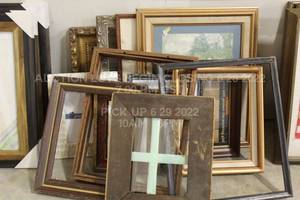 lot 176 image: Lot of 13 Prints  Pictures  Paintings  Drawings Frames, Frame Size Ranges from Roughly 22 to 37, With and Without Glass