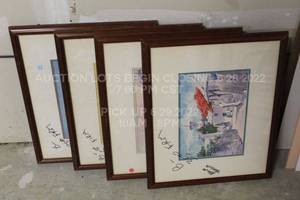 lot 179 image: Lot of 4 Watercolor Prints  Pictures  Paintings  Drawings Frames of Children, Frame Size Ranges from Roughly 19 to 23