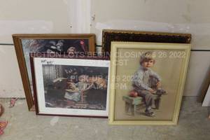 lot 180 image: Lot of 4 Prints  Pictures  Paintings  Drawings Frames of Children, Frame Size Ranges from Roughly 18 x 22