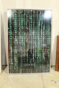 lot 48 image: Matrix Reloaded 3D Holofoil Movie Theater Official Release Poster Pint in Holo Metallic Shine Large Glass Frame