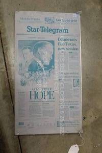 lot 207 image: Star Telegram Metal Front Printing Plate Pages of Bob Hope, Set of Two