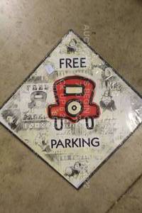 lot 271 image: Monopoly Free Parking Sign Brand New Factory Sealed 12 x 12
