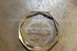 lot 273 image: Lockheed Martin F22 FIghter Jet Plane Glass Etch Laser Engraved Paperweight