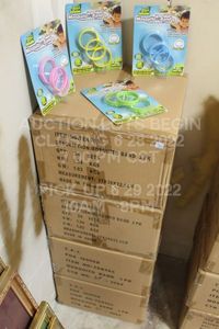lot 344 image: Lot of 96 Mosquito Bands Casepack Wholesale Overstock Lot of Multicolor Blue Pink Green Yellow Anti Mosquito Repellent Bands, Four Cases Total, Deet Free, Three Wristbands Per Package