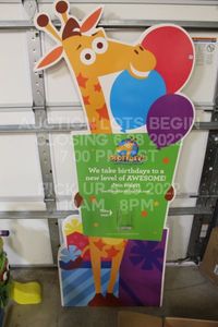 lot 352 image: Toys R Us Geoffreys Birthday Club Poster 72 tall 34 wide Advertising Sign TRU