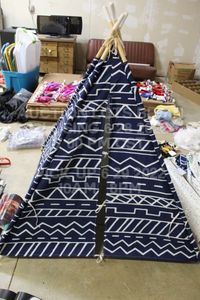 lot 360 image: Childrens Large Blue Reading Tent Teepee with White Tribal Deisgn Brand New Factory Sealed