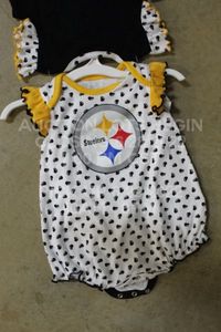 lot 374 image: Lot of Pittsburgh Steelers Baby Clothing Size 0-3 Months Football Outfits Little Girl Girls Infant