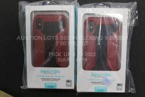 lot 392 image: Lot of 2 iPhone XS Cases Brand New Casepack Bulk Sealed in Box Red Black 5.8 Screen Overstock Retail Product Wholesale