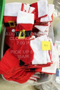 lot 427 image: Massive Lot of Christmas Stockings Red with Black Santa Belt Bin Not Included