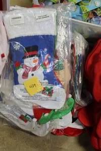 lot 429 image: Massive Lot of Christmas Stockings Various Chararacters Santa Elf Snowman Etc