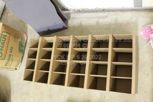 lot 444 image: Mattel Hot Wheels 24 Cubby Hole Cabinet Cardboard Organizer Retail Display Unit