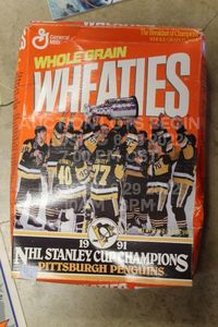 lot 466 image: 1991 NHL Stanley Cup Champions Pittsburgh Penguins Wheaties Box Sealed with Contents Unopened