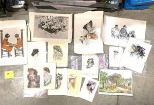 lot 194 image: Large Lot of Vintage Art Prints Papercraft