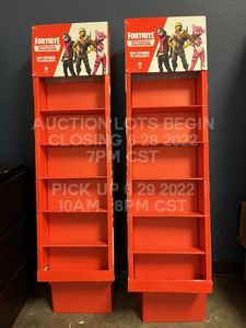 lot 4 image: Lot of Two Fortnite Battle Royale Retail Display Unit Shelf with 6 Shelves for Fortnite Video Game Product No Physical Toys Included, Display Only, Roughly 60 x 18 x 15