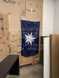 lot 22 image: Large Texas Flag Lorenzo De Zavala White Texas Star with Two Metal Grommets 4 x 3 Blue