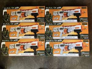 lot 115 image: Lot of 6 HALO Infintie Nerf Guns Bulldog SG Shotgun with 10 included darts NO ULC  DLC INCLUDED New Open Box
