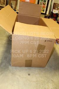 lot 300 image: Giant Moving Box 310 30 x 15 x 15 Previously Used, Taped on Bottom METAL DRAWER NOT INCLUDED