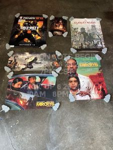 lot 146 image: Lot of 6 Various Video Game Posters in Various Sizes Microsoft Xbox Sony Playstation Ninteno Switch