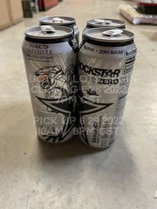 lot 160 image: Lot of 4 Rockstar Halo Infinite Edition Silver Ice Flavor Brand New Sealed Energy Drink Limited Edition Art on Can from the Microsoft Xbox Video Game Series