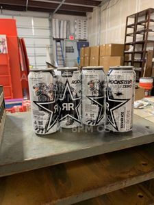lot 76 image: Lot of 4 Rockstar Halo Infinite Edition Silver Ice Flavor Brand New Sealed Energy Drink Limited Edition Art on Can from the Microsoft Xbox Video Game Series