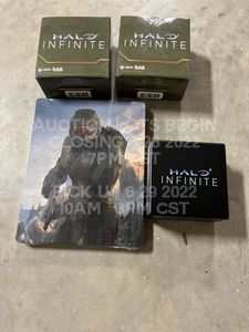 lot 166 image: Halo Infinite Promotional Items Steelbook Case for Microsoft Xbox Video Game, Set of Two Master Chief Dogtags New  Sealed