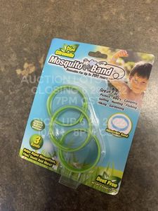 lot 304 image: One (1) Mosquito Bands Set of 3 New Wristbands, Wholesale Overstock Lot of Green Anti Mosquito Repellent Bands, Deet Free, Three Wristbands Per Package