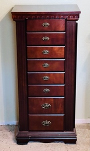 lot 4 image: 41.5x 19x 12 Real Wood Stand Up 8 Drawer Jewelry Box (Contents NOT Included)