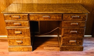 lot 7 image: 54x 30x 24 Solid Wood 9 Drawer Desk&nbsp