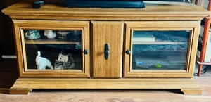 lot 13 image: Solid Wood TV Stand 21x 27.5x 22 (Contents NOT Included)