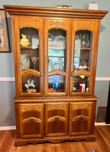 lot 18 image: Vintage Solid Wood China Hutch (Contents NOT Included)