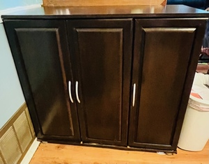 lot 19 image: Wooden Black PantryBuffet Cabinet 39x 42x 20