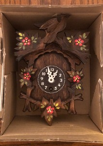 lot 98 image: Vintage Wooden Miniature Clock - Made in West Germany