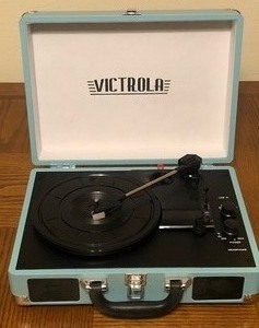 lot 99 image: Blue Victoria Record Portable Bluetooth Turntable