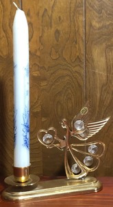 lot 71 image: Brass Angel wClear Gems Candle Holder 6x 5 34x 2 wCandle Stick Made in Holland