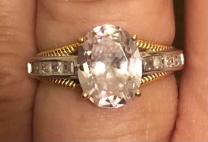 lot 129 image: Sterling Silver Diamond Ring wGold Accents