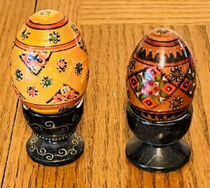 lot 172 image: 2 Original Hand-Painted Beautiful Russian Egg - Stands Not Included