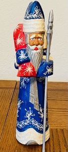 lot 163 image: Russian Made 10.5 Hand-Carved Wooden Santa ClausFather Christmas 1992