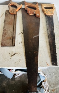 lot 192 image: 3 Assorted Vintage Hand Saws