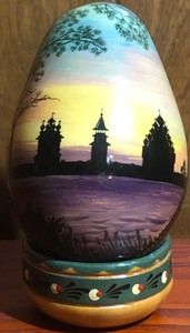 lot 221 image: 4 - 1993 Original Russian Made Hand-Painted Designer Egg wDecorative Stand