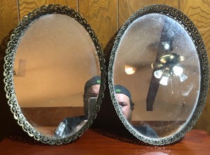 lot 228 image: Two 13.5x10 Vintage Mirrored Jewelry Trays