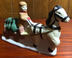 lot 233 image: 1990 Rex &amp Lee White Horse Pulling a Christmas Tree Loaded Sleigh
