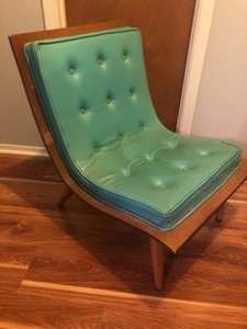 lot 237 image: 30 Green Cushion &amp Wood Vintage Easy Chair