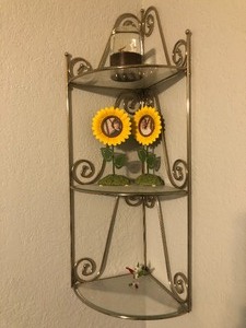 lot 238 image: 28 Metal Wall Hanging Curio Shelves wContents