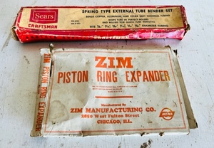 lot 260 image: Sears Spring Type External Tube Bender Set &amp Zim Piston Ring Expander