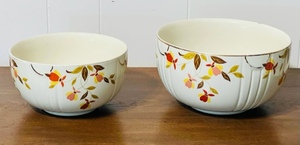 lot 110 image: VINTAGE HALLS SUPERIOR QUALITY KITCHEN WARE AUTUMN LEAF PATTERN SERVING BOWLS - 7.5 &amp 9&nbsp
