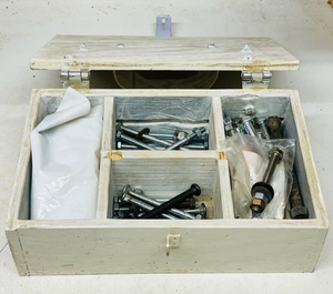 lot 138 image: 11x 7x 4 HAND-CRAFTED LOCKABLE WOODEN BOX wBOLTS &amp NUTS