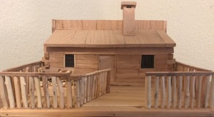 lot 73 image: HAND-CRAFTED 12x 8.5x 8 LOG HOME wFENCE &amp GATE